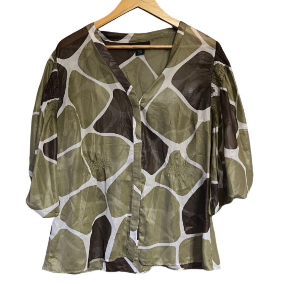 Attention Green and Brown Women's Top